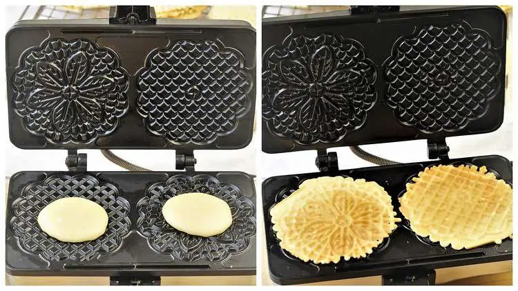  Mini Electric Pizzelle Maker - Makes One Personal Tiny Sized 4  Traditional Italian Cookie in Minutes- Nonstick Easy to Use Press - Recipes  Included- Must Have Dessert Treat for Holiday Baking