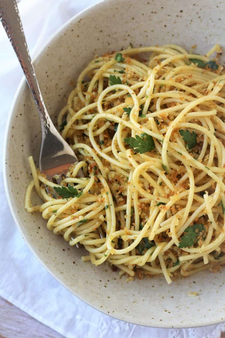 Sicilian Pasta with Anchovies and Breadcrumbs - Mangia Bedda